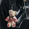 Keychains Punk Bloody Plush Bear Keychain Halloween skadade djurdockan Key Ringväskor Pendant Creative Fashion Cool Jewelry