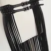 Sexig lång frans läderbälten svart designer ceinture femme studs punk dubbel pin spänne plus storlek midjeband kvinnor s/m/l/xl 240122