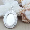 Pendants 925 Sterling Silver Oval Round Po Frame Pendant Chain Necklace Jewelry
