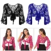 Scenkläder långärmad magdans topp kvinnor snörning nattklubb spets sjal för Thailand/Indien/arabiska showdräkter