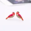 Boucles d'oreilles pendantes 1 paire pour femmes, strass en cristal, Animal rouge, amour oiseau perroquet, bijoux Piercing, cadeau