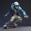 Cool skelettfigurer Skull Harts Hantverk Skateboard på en motorcykel Halloween Decorations Desk Decoration Gift 240124