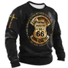 Vintage Mens T Shirt Long Sleeve Cotton Top Tees USA Route 66 Letter Graphic 3D Print TShirt Fall Oversized Loose Clothing 5XL 240130