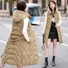 女性のベスト女性ベスト秋の冬の長い綿2024韓国のゆるい袖なしのウエストコート女性太い暖かいパーカコート