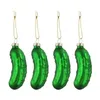 Décorations de Noël 4pcs cornichon concombre suspendu ornement de Noël verre soufflé vert artisanat arbre pendentif A8a2