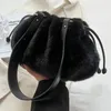 Evening Bags Women Fluffy Shoulder Bag Soft Cloud Drawstring Faux Fur Dating Solid Color Female Winter Daily