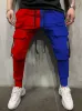 Männer Hosen Männer Jogginghose Patchwork Kontrast Farbe Hosen Hip Hop Track Hose Streetwear Dünne Jogger Männliche Casual Multi-tasche