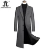 Autumn and Winter Boutique Woolen Black Gray Classic Solid Color Thick Warm Men's Long Wool Trench Coat Male Jacket 240122