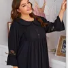 Dames Nachtkleding Oversize Nachthemd Zwart Homewear Dames Sexy 3Xl 4Xl Nachtjapon Lange mouw Nachtkleding Kanten rand Loungewear