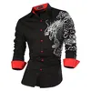 Sportrendy Mens Shirt Dress Casual Long Sleeve Fashion Dragon Stylish JZS041 240119