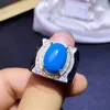 Cluster Rings Super Grand Blue Turquoise Men's Ring 925 Sterling Silver Colorless Birthday Present