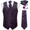 Men's Vests Elegant Green Paisley Suit Vest For Men With Necktie Pocket Square Cufflinks Wedding Prom Tuxedo Luxury Waistcoat