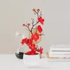 Декоративные цветы, 2 шт., искусственные имитированные горшечные растения, поддельные настольные цветы сливы, бонсай, реалистичное моделирование