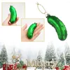 Décorations de Noël 4pcs cornichon concombre suspendu ornement de Noël verre soufflé vert artisanat arbre pendentif A8a2