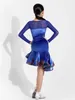 Palco desgaste 2024 vestido de competição de dança latina para meninas manga comprida veludo split saias terno crianças roupas chacha dqs15392