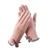 Berets Womens Autumn Winter Comfy Butterfly Bow Fleeced Windproof Warm Touchscreen Gloves For Cycling And Driving Mittens