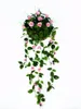 Flores decorativas 5 ramos artificial rosa flor parede pendurado orquídea cesta sala de estar varanda casa decoração casamento