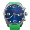 Mens Watch Seramik Çerçeve Japonya 8215 Otomatik Hareket Zamanı Noctilucent Mavi Yüz Kauçuk Kayış Kol saati 41mm