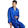Conjunto de pijamas de cetim de seda masculino conjunto de pijamas conjunto de pijamas loungewear smlxl2xl3xl4xl mais listrado preto 240131