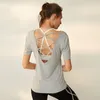 Stage Wear Verão Mulheres Jogging Yoga Fitness Dança Tops Camisetas Térmicas Mangas Curtas Top Tees Backless Ballet Dance