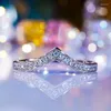 Bagues de cluster Real S925 Sterling Silver Couronne Bague 18K Plaqué Or Engagement Pour Femmes Girlfriend Cadeau Fine Bijoux