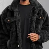 Winter Coat Solid Color Plush Simple Fluffy Men Jacket Hiphop Style 240130