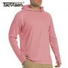 TACVASEN Sun Protection T-Shirts Mens Long Sleeve Hoodie Casual UV-Proof T-Shirts Breathable Lightweight Quick Dry T shirts Male 240118