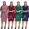 Этническая одежда 2024, африканские платья для женщин, осеннее элегантное платье без рукавов с круглым вырезом, зеленое, розовое, темно-синее, свадебное платье с пальто, L-3XL