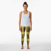 Aktywne spodnie McLeod Yellow Black Tartan Print Print Leggins Trening Krótki Kobiety Rajstopy Women