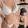 BHs Sets Französisch Sexy rückenfreie Dessous Spitze ultradünne BH-Set für Frauen Sommer Dreieck Soft Cup Mesh atmungsaktive Büstenhalter und Tanga