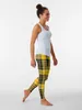 Aktywne spodnie McLeod Yellow Black Tartan Print Print Leggins Trening Krótki Kobiety Rajstopy Women