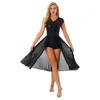 Stage Wear Ballet Dress Mulheres Adulto Brilhante Lantejoulas Lyrical Dance Traje Contornado Sem Mangas Assimétricas Ginástica Leotard