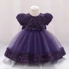 Vestido de fiesta de lentejuelas doradas con lazo grande para niñas pequeñas, tutú de encaje, vestidos de princesa de 1er cumpleaños para niña, vestido de fiesta de boda y Navidad 240131