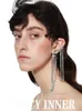 long Tassel Ear Clip Silver Color Metal Exaggerated Punk Earless Piercing Earring for Women Men Couple Jewery 240122