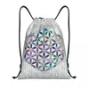 Boodschappentassen Op maat De Flower Of Life Trekkoord Rugzak Lichtgewicht Heilige Geometrie Mandala Gym Sport Sackpack Zakken voor op reis