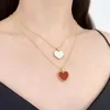MUZHI Collana con ciondolo a forma di cuore in oro 18 carati autentico AU750 Ciondolo in agata rossa naturale semplice regalo di gioielleria di moda per le donne 240118