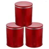 Storage Bottles 3 Pcs Tea Canisters Tinplate With Lids Candy Jar Cover Holder Jars Food Container