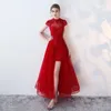 Roupas étnicas Noiva Renda Vermelha Vestidos de Noite Vestidos de Festa Longo Vestido de Casamento Chinês Cheongsam Qipao Trajes Orientais Mulheres Elegantes