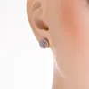 Stud Earrings KONGMOON Round Lavender Purple Fire Opal Silver Plated Jewelry For Women Piercing