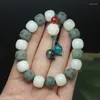 Strand White Jade Bodhi Root Yin Hud Green och Yang Armband graverade sex ord