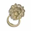 Винтажный латунный литой дверной молоток с головой льва из массива дерева, вилла, кольцо для ворот во двор, дверная ручка, украшение для ручки 240127