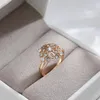 Klusterringar Kinel Natural Zircon Crystal Flower Ring For Women 585 Rose Gold Color Fine Ethnic Bride Vintage Wedding Jewelry