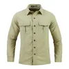 Zielone czarne ładunki Długie rękawy Koszule dla męskiej wiosennej jesieni marki Brand Overize 4xl 5xl Wojskowe Ubrania swobodne bluzka 240118