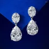 Dangle Earrings 2024 European And American High Carbon Diamond Pear Shaped Water Drops 10 14 Earstuds Female Cross Border