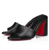 FRANCE Paris Red Designer Women Jane Mule Sandal Sandalo Nappa in pelle Black Bhite Slifors Blocco Lady Daily Walking Eu35-43 con scatola