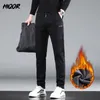 Hiqor y2k roupas inverno quente homem calças engrossar lã solta calças retas moda estilo coreano calças de negócios para homens 240125