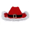 Cappellini da baseball con piume natalizie Cappello da cowboy colorato bianco chiaro Western Babbo Natale