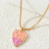 Choker 2024 Summer 12 Constellations Jewelry Pink Enamel Heart Shape Zodiac Sign Necklace Fashion Women Pendant