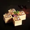 Servis japansk stil sake trälåda kreativ kopp hållare liten tårta container masu heminredning