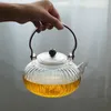 HMLOVE Glass Teapot Wood Handle Teawear Set Cup Filter Chinese Tea Ceremony High Boron Silicon Transparent Pumpkin Pot 900ML 240130